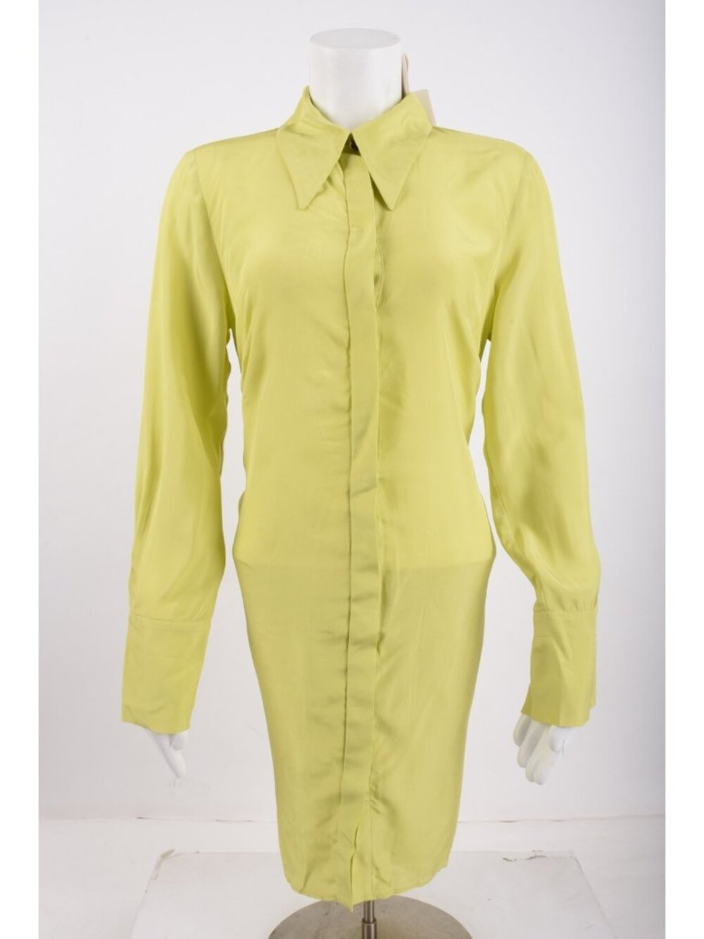 Massimo Dutti Studio Womens Shirt Dress M Yellow green Long Sleeve NWT